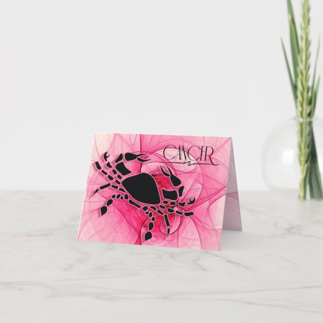 Cartão Cancer Zodiac Vazio Rosa (Frente)