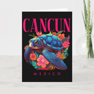 Cartão Cancun México Floral Praia Tartaruga Lembrança