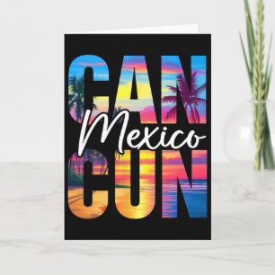 Cartão Cancun México Palmeira Pôr do Sol Praia Verão Féri