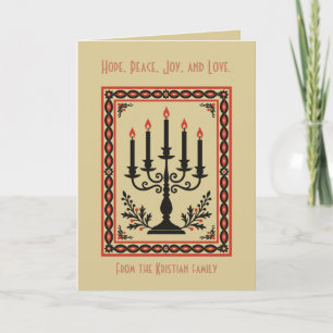 Cartão Candelabro de Advento Estilizado Nórdico de Natal