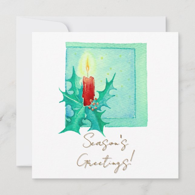 Cartão Candle and holly Christmas Card (Frente)