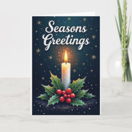 Cartão Candle & Holly – Saudações de Fim de Ano