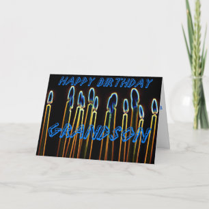 Cartão Candles Happy Birthday Grandson Card