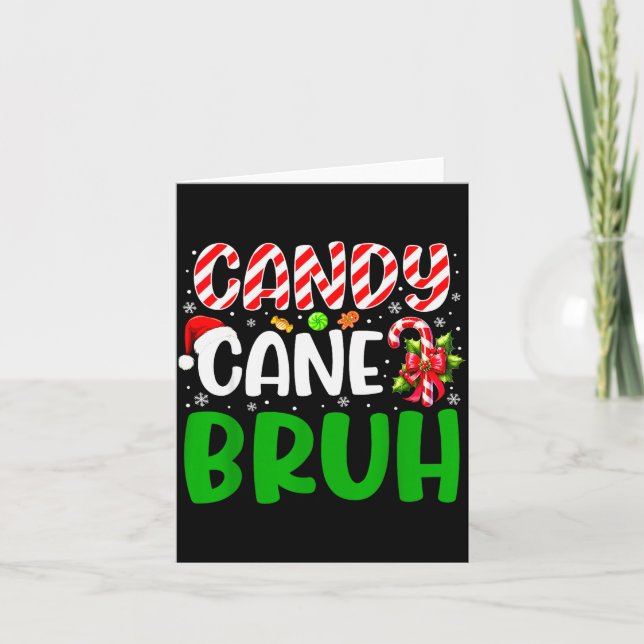 Cartão Candy Cane Bruh Funny Christmas Family Matching Xm (Frente)