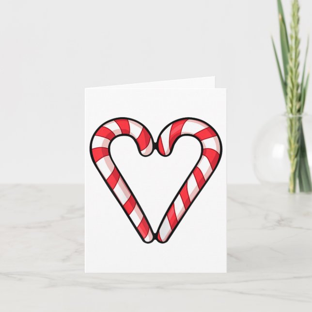 Cartão Candy Cane Heart Christmas Foliday Red White (Frente)