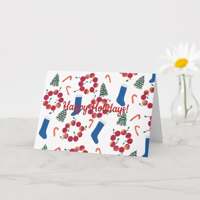 Cartão Candy Canes Apple Wreathes As Meias De Natal (Planta pequena)