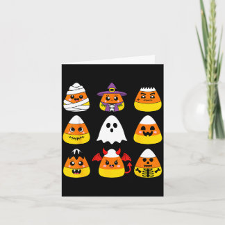 Cartão Candy corn personagens fofos halloween múmia fanta