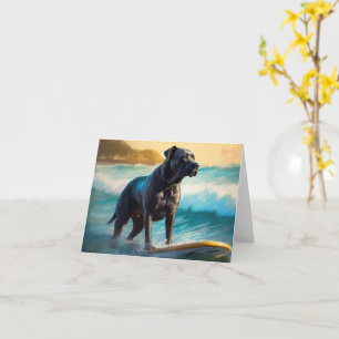 Cartão Cane Corso Beach Surfing Painting