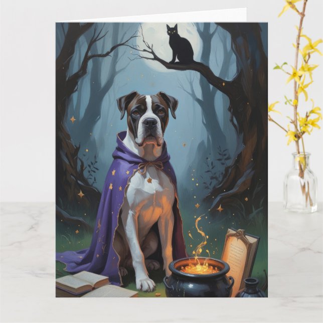 Cartão Cane Corso Cachorro Whimsical Halloween (Flor Amarela)