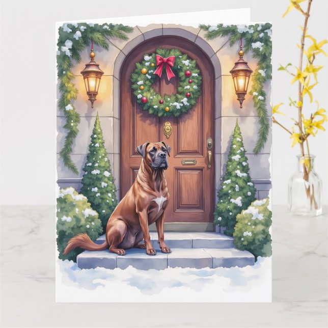 Cartão Cane Corso Grand Door Evergreen Christmas Art (Flor Amarela)