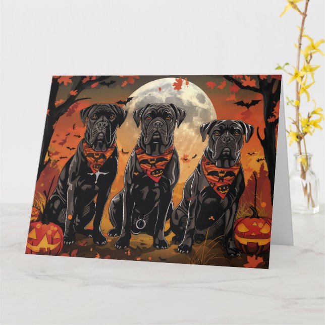 Cartão Cane Corso Halloween Spooky (Flor Amarela)