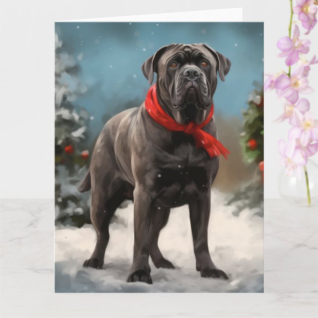 Cartão Cane Corso no Natal da Neve (Orquídea)