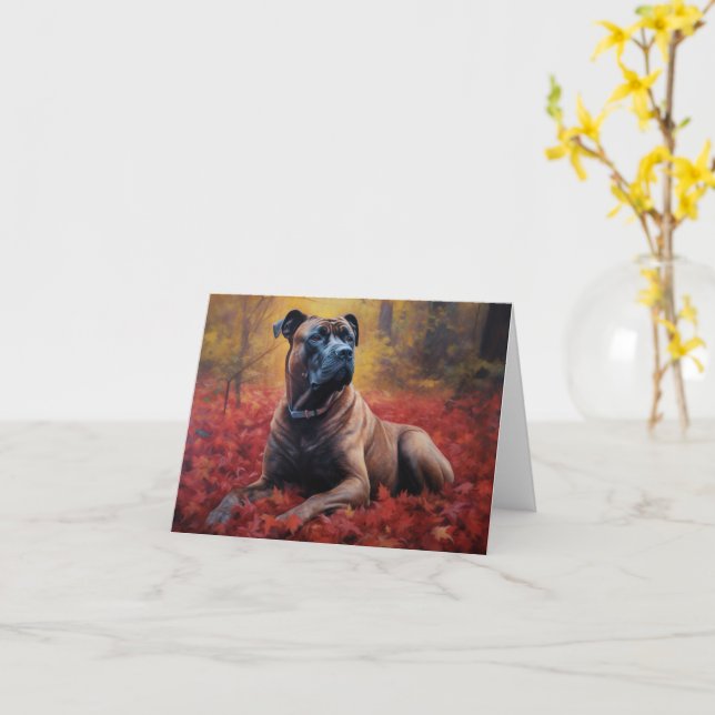 Cartão Cane Corso no outono Folhas Cair Inspire (Flor Amarela)