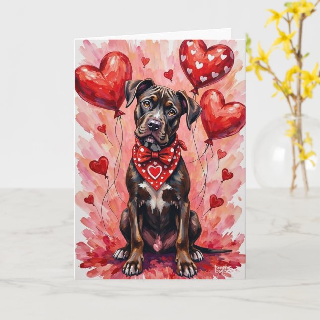 Cartão Cane Corso Valentine’s Day Dog with Hearts Red (Flor Amarela)