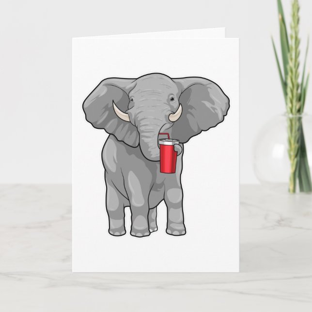 Cartão Caneca de Bebendo elefante (Frente)