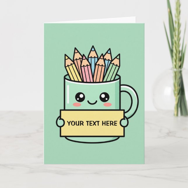 Cartão Caneca de Café com Lápis Sinal em Branco Gráfico P (Frente)