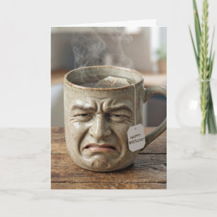 Cartão Caneca Engraçada de Aniversário com Saquinho de Ch