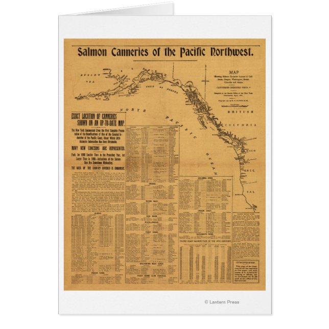 Cartão Canerias de salmão do mapa do noroeste do Pacífico (Frente)