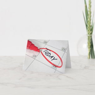 Cartão caneta vermelha e círculo no calendário