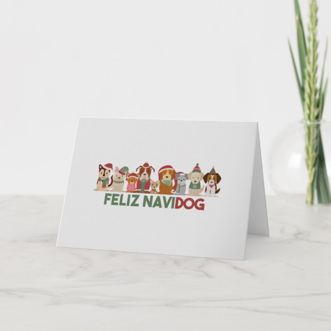 Cartão Canhoto de Natal: Feliz Navidog (Frente)