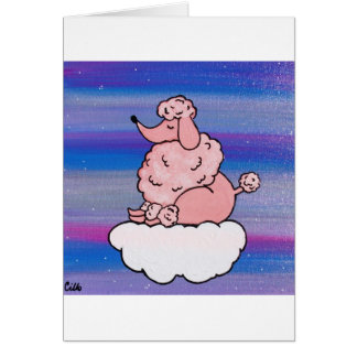 Cartão Caniche cor-de-rosa sonhadora