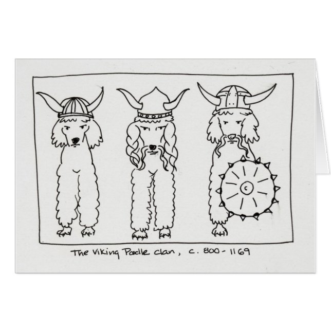 Cartão Caniche de Viking (Frente Horizontal)