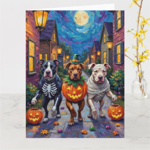 Cartão Caninos Pitbull Trick-or-Tratando Figurinos de Hal