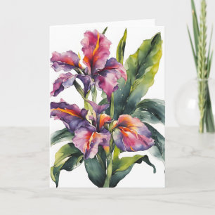 Cartão Canna - Flores aquarela