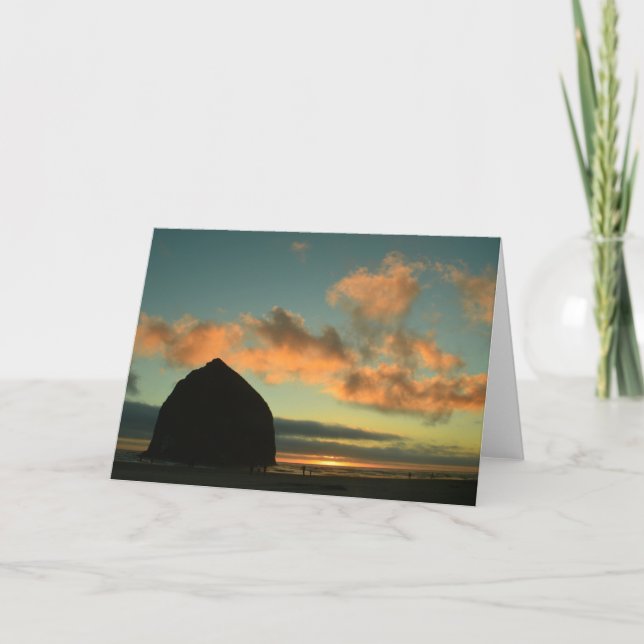 Cartão Cannon Beach Oregon Sunset, Folded Greeting Card (Frente)