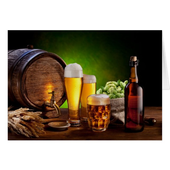 Cartão Cano de cerveja com óculos de cerveja em uma mesa  (Frente Horizontal)