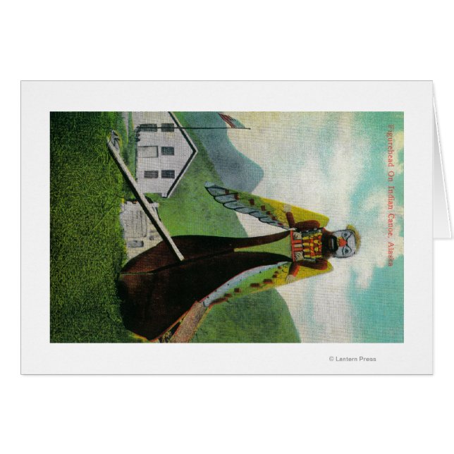 Cartão Canoa Indiana com Figurehead no Alaska (Frente Horizontal)