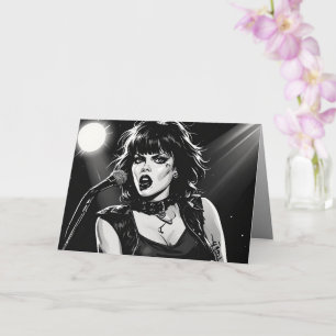 Cartão Cantora Goth Punk em estilo de história em quadrin