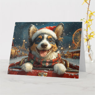 Cartão Cão Blue Heeler Montanha-Russa Natal