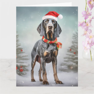Cartão Cão Bluetick Coonhound na neve Natal