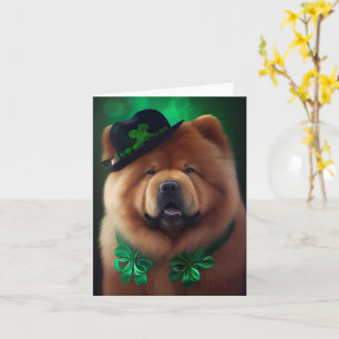 Cartão Cão Chow Chow vestido para o Dia de São Patrício
