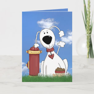 Cartão cão com humor do aniversário da boca de incêndi