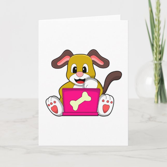 Cartão Cão com Laptop (Frente)