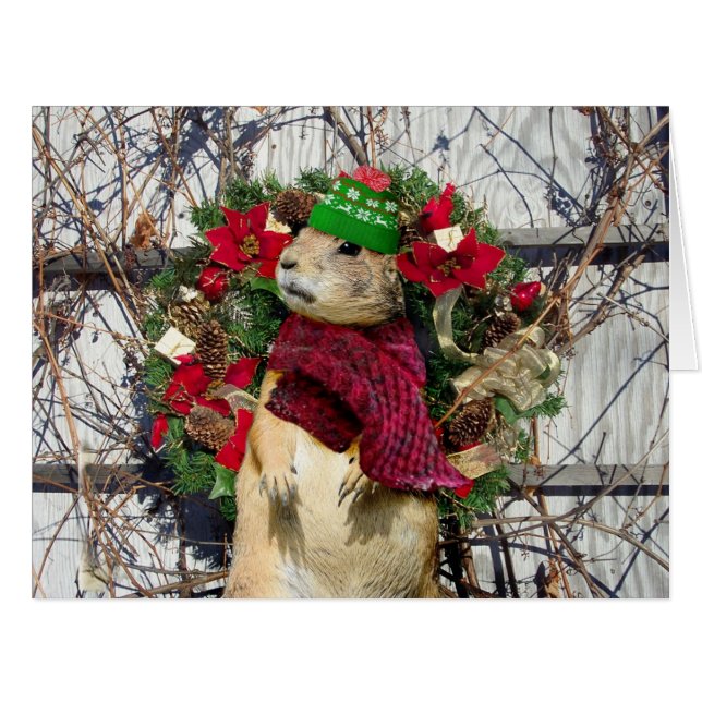 Cartão Cão da Prairie de Natal (Frente horizontal)