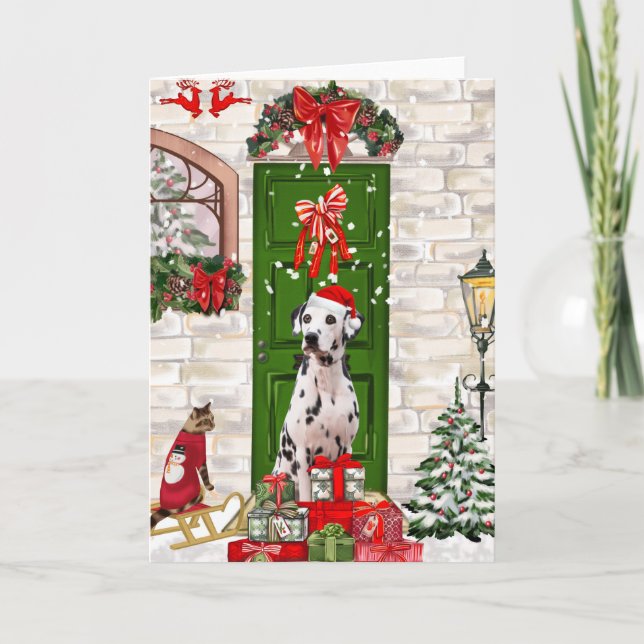 Cartão Cão Dalmata Natal  (Frente)