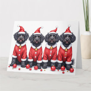 Cartão Cão de Água Português Roupa de Natal Chapéu de Pap