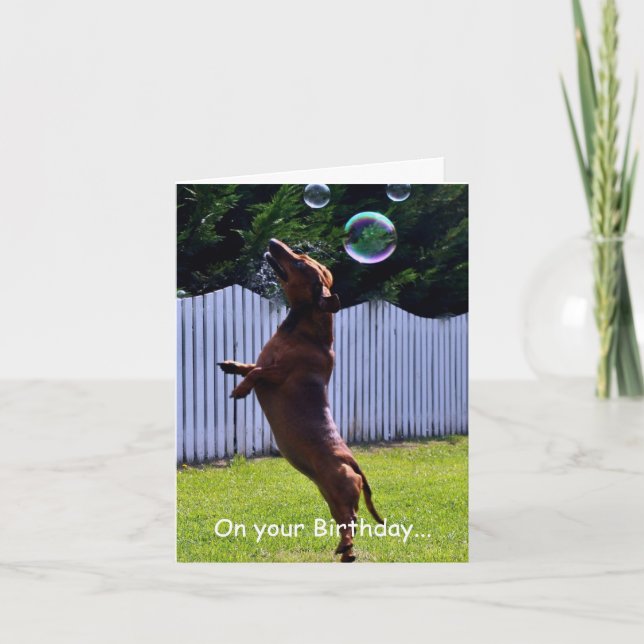 Cartão Cão de Bolha de Aniversário (Frente)