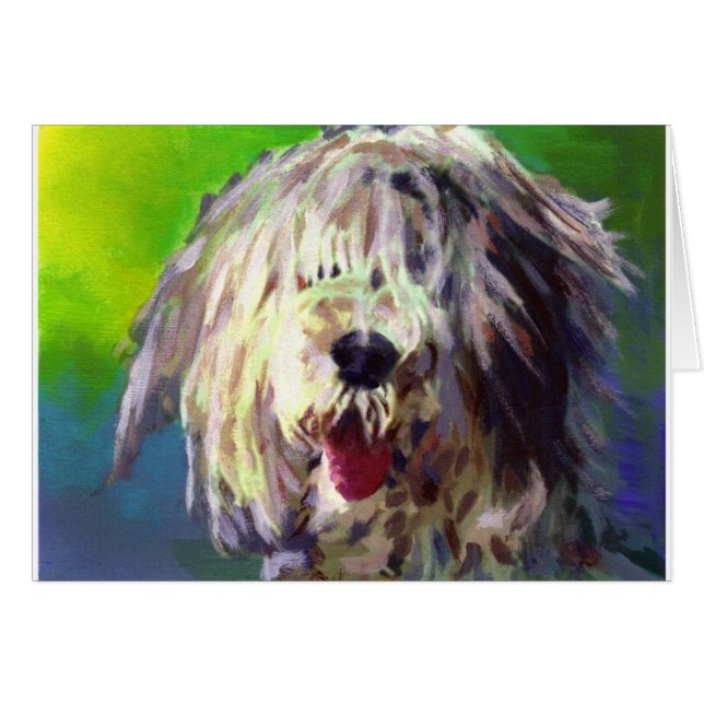 Cartão Cão de carneiros inglês velho (Frente Horizontal)