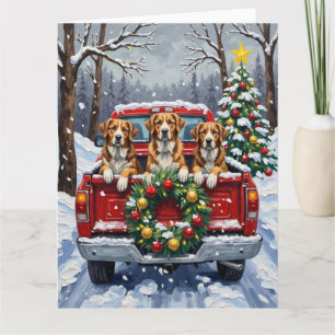 Cartão Cão de Montanha Suíço Grande Natal Caminhão Vermel