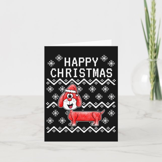 Cartão Cão de Natal Feio do Dachshund (Frente)