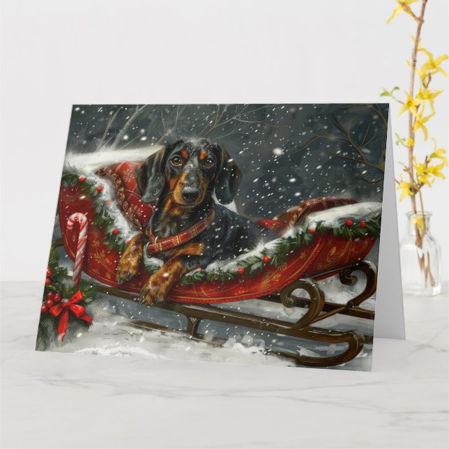 Cartão Cão de Natal Festivo (Flor Amarela)