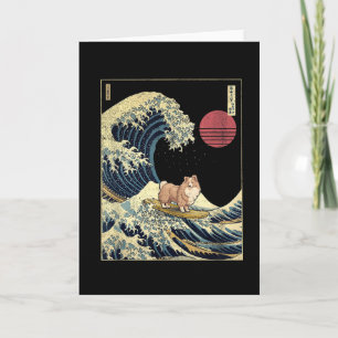 Cartão Cão de Pastoreio de Shetland Sheltie Onda Japonesa