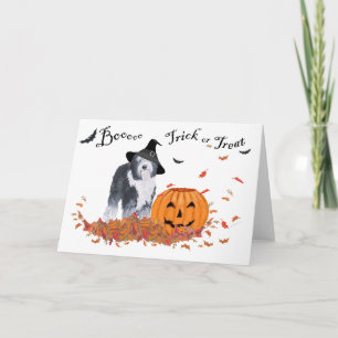 Cartão Cão de Pastoreio Inglês Antigo Halloween