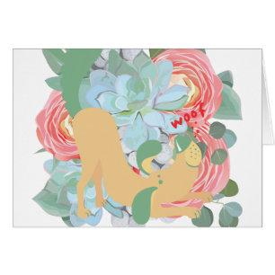 Cartão Cão descendente com flores