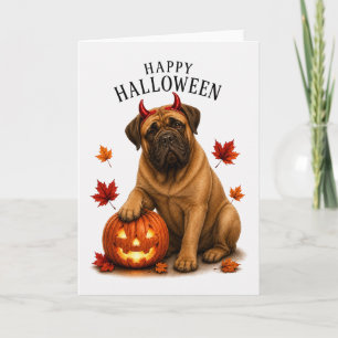 Cartão Cão diabo de Halloween Bullmastiff