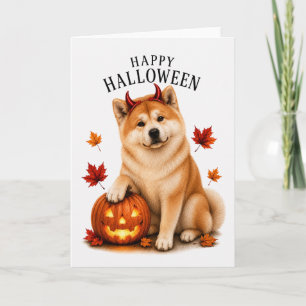Cartão Cão diabo de Halloween da Akita